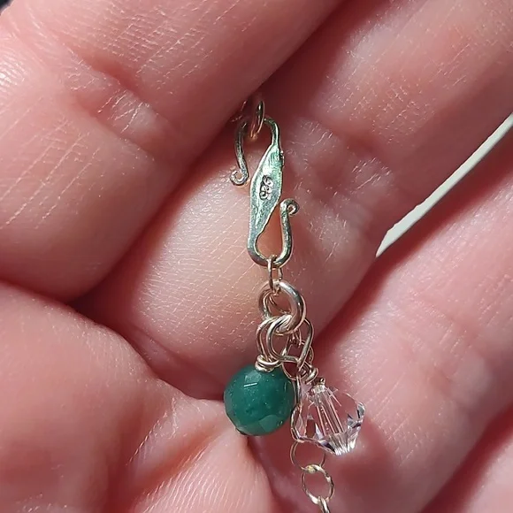 Necklace,925 silver chain,jade stones ,18 inches long - Picture 5 of 5